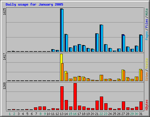 Daily usage for January 2005