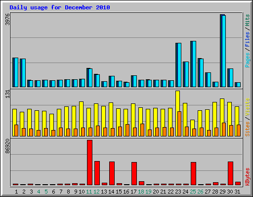 Daily usage for December 2010