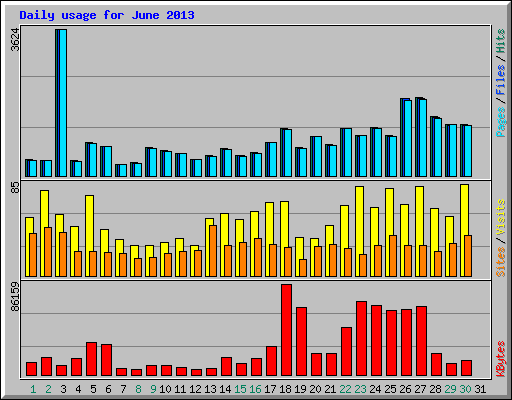 Daily usage for June 2013