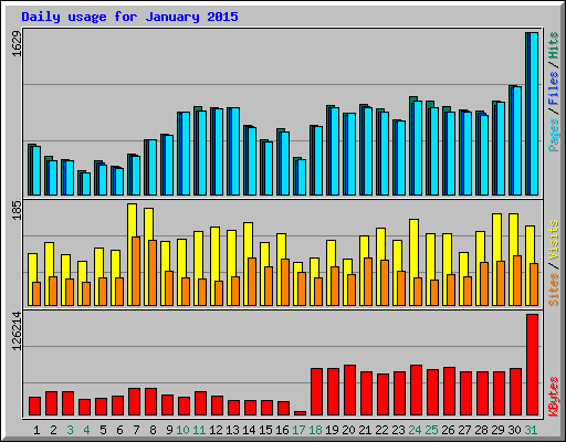 Daily usage for January 2015