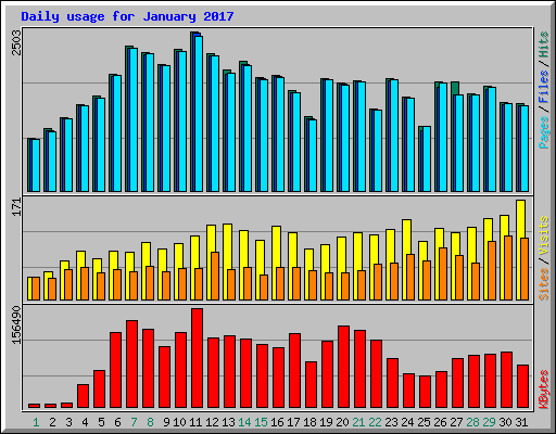 Daily usage for January 2017