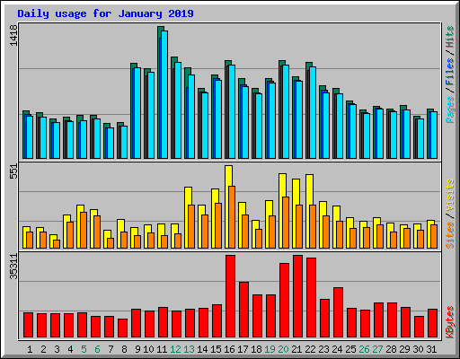 Daily usage for January 2019