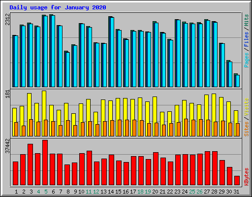 Daily usage for January 2020
