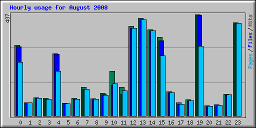 Hourly usage for August 2008