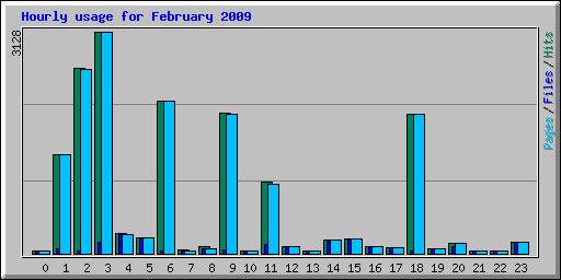 Hourly usage for February 2009