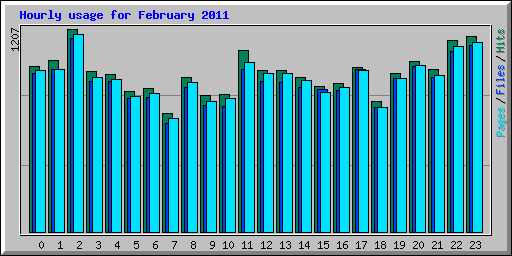 Hourly usage for February 2011