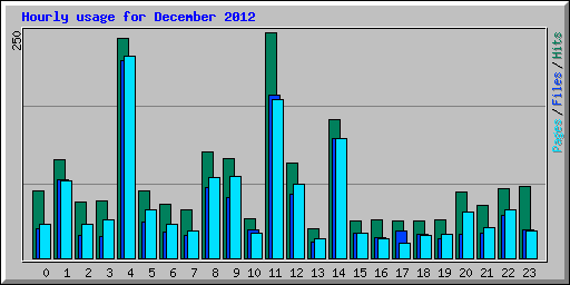 Hourly usage for December 2012