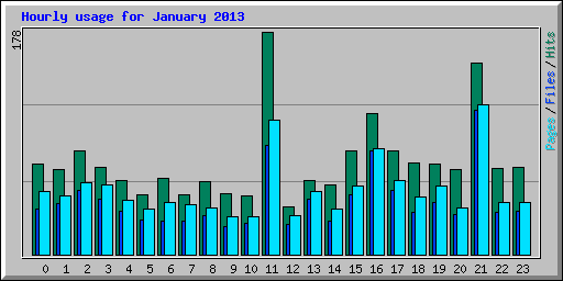 Hourly usage for January 2013