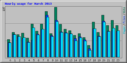 Hourly usage for March 2013