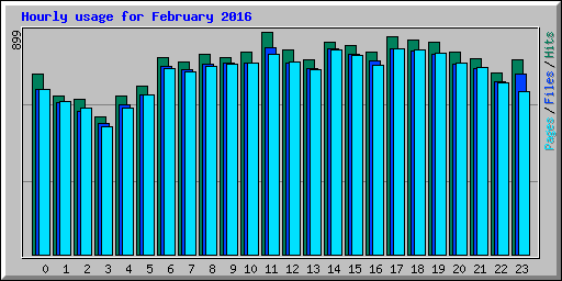 Hourly usage for February 2016