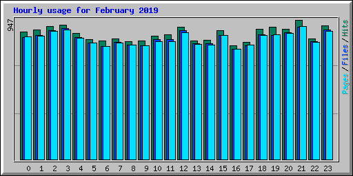 Hourly usage for February 2019