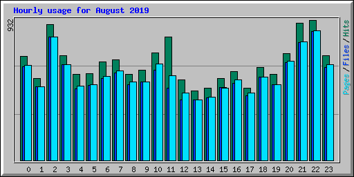 Hourly usage for August 2019